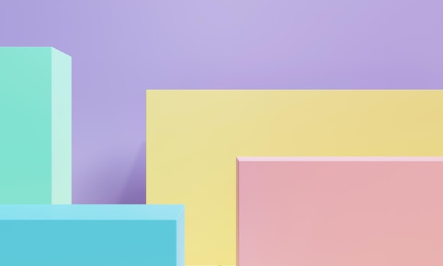 Abstrakte geometrische form in pastellfarbenen farben für den hintergrund der produktpräsentation auf dem podium kunst- und farbkonzept 3d-illustrationsrendering