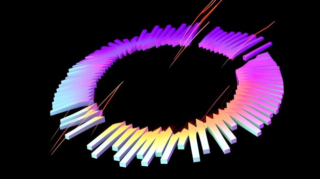 Abstrakte geometrische Form mit farbenfrohem Gradient, isoliert auf schwarzem Hintergrund