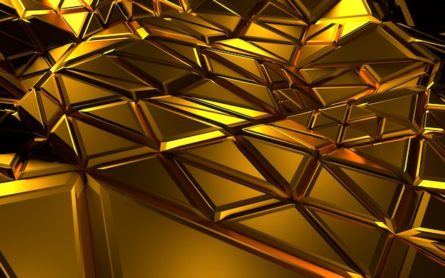 Abstrakte geometrische goldene Form auf dunklem Hintergrund