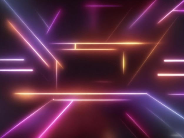 Abstrakte geometrische Neon-Hintergrund-Laserlinien leuchten im dunklen futuristischen Tapeten ai generiert