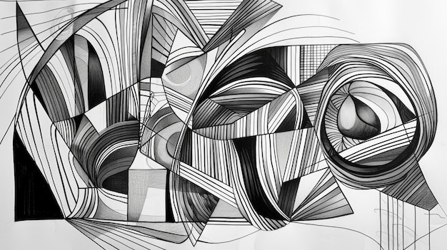 Abstrakte geometrische Schwarz-Weiß-Kunstwerke