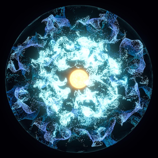 Abstrakte glühende Partikel mit glänzendem Licht 3D-Rendering Computer-digitale Zeichnung