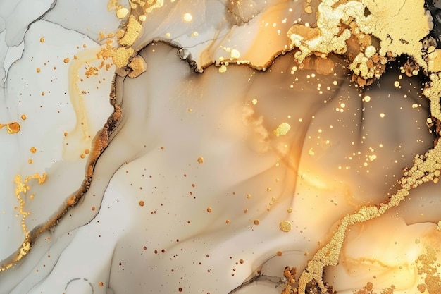 Abstrakte Gold-Alkohol-Tinte Hintergrund handgemalte flüssige Tinte Gold-Splash-Effekt