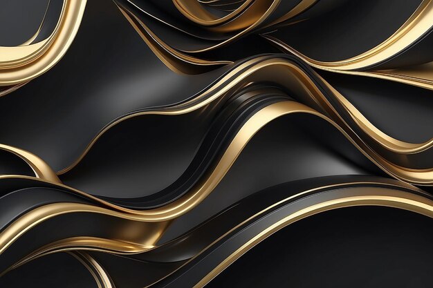 Abstrakte gold-schwarze Hintergrund 3D-Rendering 3D-Illustration