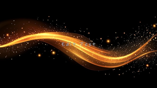 Abstrakte goldene Welle mit Funkeln auf Schwarz
