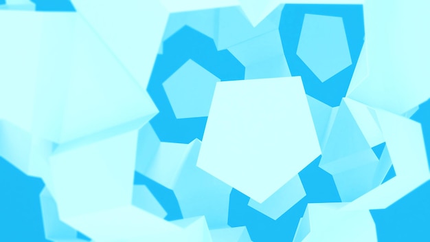 Abstrakte hellblaue Pentagon-Struktur Hintergrund geometrischer Hintergrund 3D-Rendering