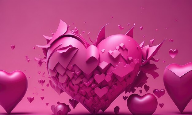 Abstrakte Herzformen fliegen als Valentinstagskonzept