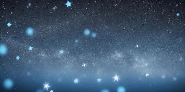abstrakte himmelblaue und schwarze Sternpartikel Bokeh-Hintergrund mit glitzerfokussierten Lichtern und Sternen