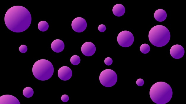 Abstrakte Illustration einer fliegenden violetten Kugel auf schwarzem Hintergrund. Schöne schwebende, glänzende violette Kugel. Lila kugelförmige Kugeln oder Partikel, die herumschweben