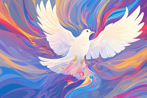 Abstrakte Illustration einer schönen fliegenden weißen Friedenstaube