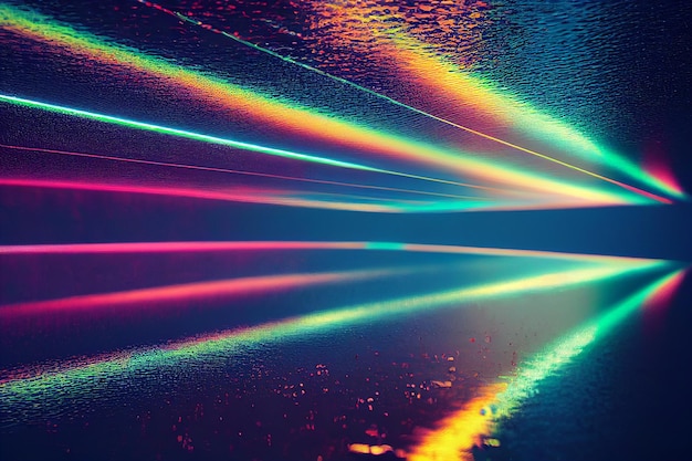 Abstrakte Illustration flüssiger dynamischer Bewegung mit Oberflächenreflexion in Neonlichtfarbe