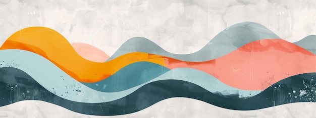 Foto abstrakte illustration mit sommervibrationen und welligem strandstil abstrakte aquarellfarbe banner mit