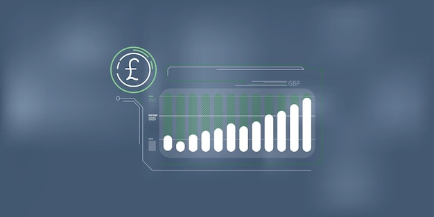 Foto abstrakte infografik des steigenden wechselkurses des pfund sterling