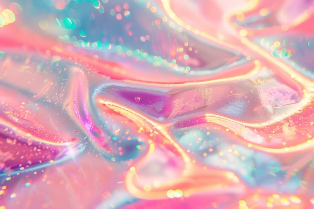 Foto abstrakte iridescente folie-wandpapier mit holographischem gradient unicorn-ästhetik