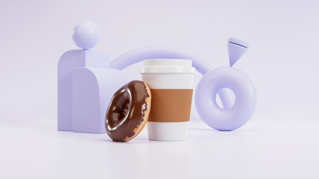 Abstrakte Kaffeetasse Colorfull Hintergrund 3D Render