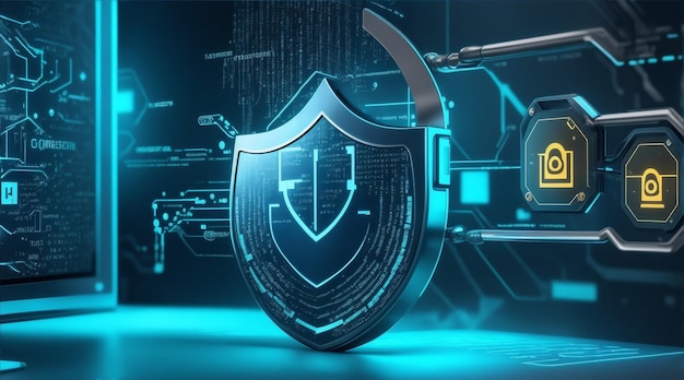 Abstrakte Konzepte der Cybersicherheitstechnologie und des digitalen Datenschutzes Generative KI