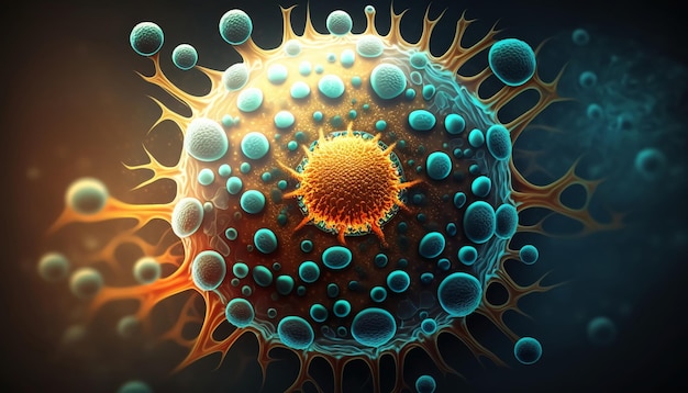 Abstrakte Konzeptillustration von ViruszellenGenerative KI
