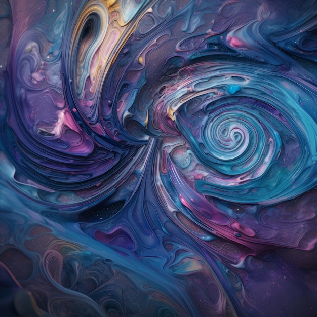 Abstrakte kosmische Farben, flüssige Wirbel und Wellen im Hintergrund