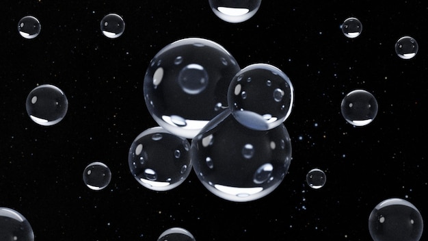 Abstrakte Kristallkugel mit glänzenden Sternen Hintergrund 3D-Rendering