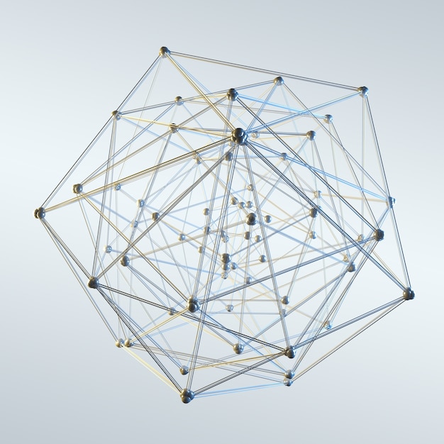 Abstrakte Kugel mit Punkten und Zeilen Wiedergabe 3D