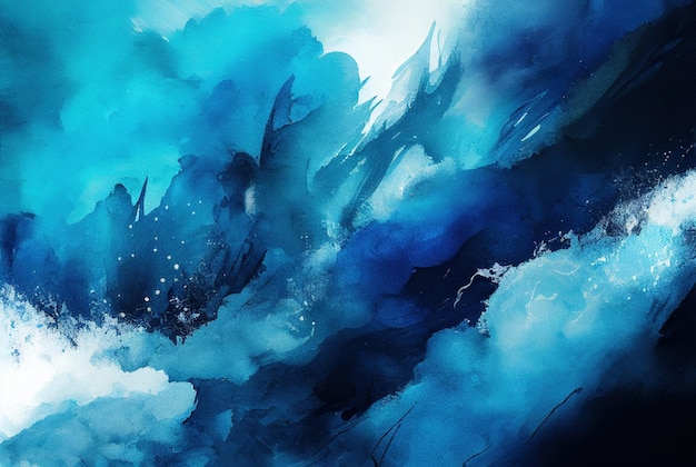 Abstrakte Kunst blaue Farbe Hintergrund Aquarellmalerei