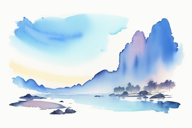 Abstrakte Kunst chinesische Aquarellkunst Hintergrund farbenfrohe Textur einfaches Design Tinte Waschmalerei