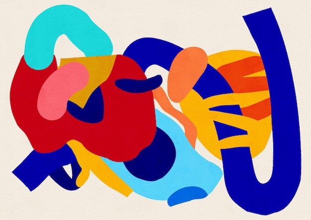 Abstrakte Kunst, flache Farben in Harmonie zu verflochten Wandkunst Posterhintergrund