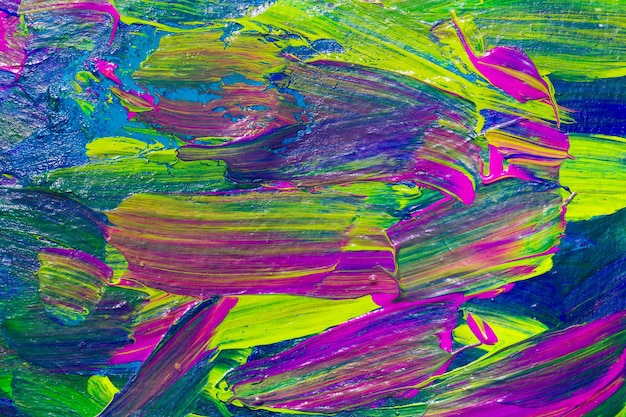 Abstrakte Kunst Hintergrund handgezeichnete Acrylmalerei Pinselstriche bunte Textur Acrylfarbe auf Leinwand Bild für Kunstwerke Design Moderne zeitgenössische Kunst