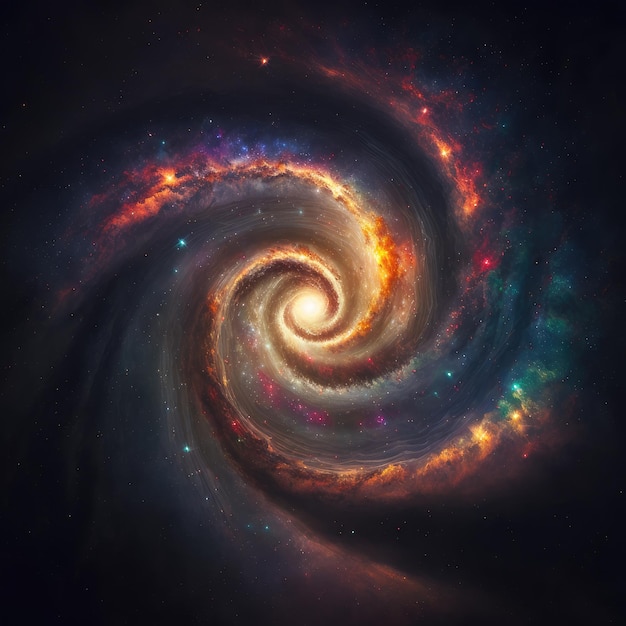 Abstrakte Kunst im Nebelwirbel in der Galaxie in dynamischer Bewegung