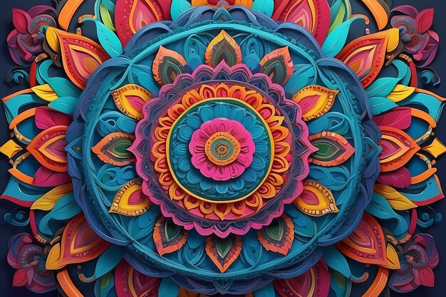 Abstrakte Kunst Mandala-Muster Kunst Tapeten Hd-Hintergrund Mehrfarbige Streifen Digital 3D