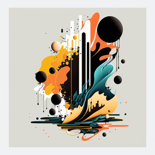 Foto abstrakte kunst mit einem spritzer farbe und generativer ki in schwarz und orange