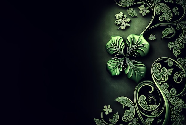 Abstrakte Kunst mit grünem Kleeblatt für generative KI zum St. Patrick's Day