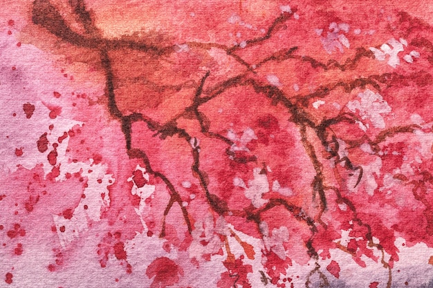 Abstrakte Kunsthintergrund hellviolette und rosa Farbe. Aquarellmalerei auf rauem Papier