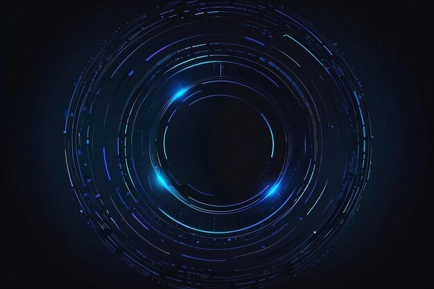 Abstrakte leuchtende Kreislinien auf dunkelblauem Hintergrund Geometrische Streifenlinie