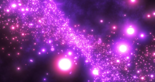 Abstrakte lila Energiepartikel und Wellen magisch hell leuchtend futuristische Hitech mit verschwommenem Effekt