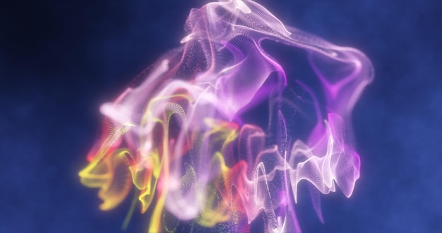 Abstrakte lila leuchtende Flüssigkeit aus Partikeln und Wellen abstrakter flüssiger Hintergrund
