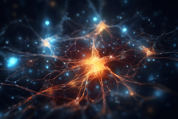 Foto abstrakte linien, die künstliche intelligenz mit verflochtenen und leuchtenden neuronalen netzwerken darstellen