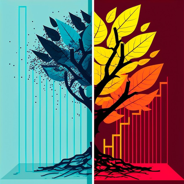 Abstrakte Logografiken mit Blättern