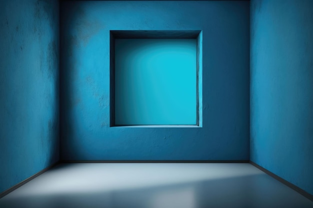 Abstrakte luxuriöse blaue Farbverlaufswand und leerer Studioraumhintergrund Generative KI