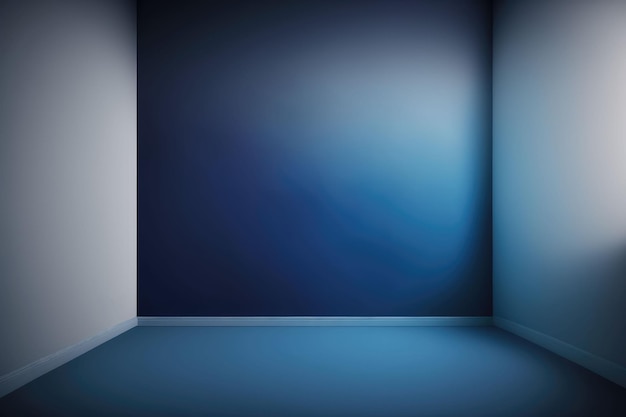 Abstrakte luxuriöse blaue Farbverlaufswand und leerer Studioraumhintergrund Generative KI