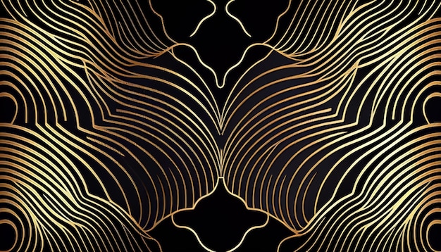 Abstrakte luxuriöse goldene Tapete, Wellenlinie, generative KI