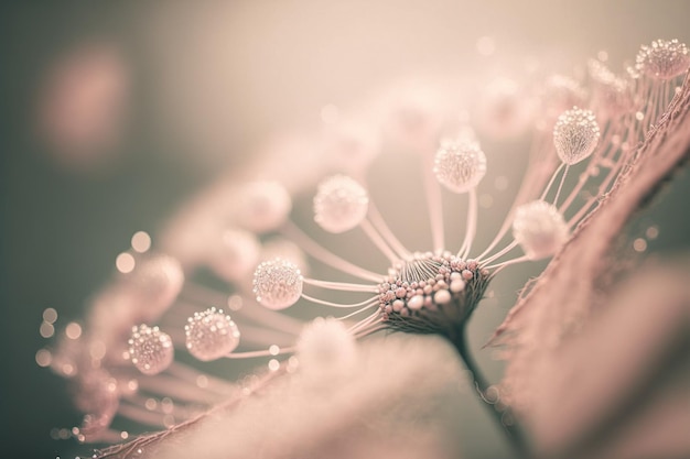 Abstrakte Makrofotografie der Blume, Nahaufnahme in sanfter pastellrosa Farbe