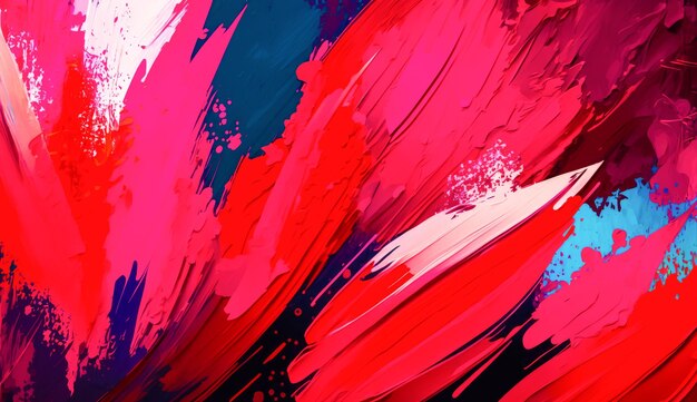 Abstrakte Malerei in den Farben Rot, Blau und Rosa auf weißem Hintergrund. Generative KI