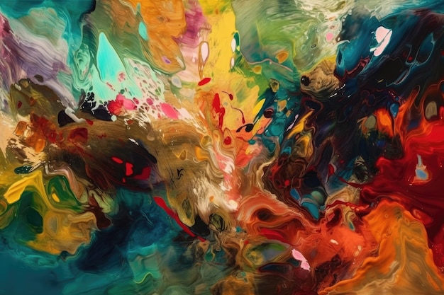 Abstrakte Malerei mit lebendigen und kräftigen Farben Generative KI
