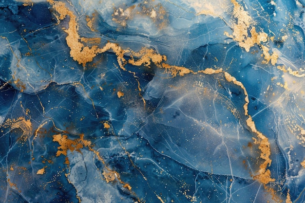 Abstrakte Marmor-Wandpapier-Hintergrund Luxus-Marmor-Textur Gold- und Blautönen