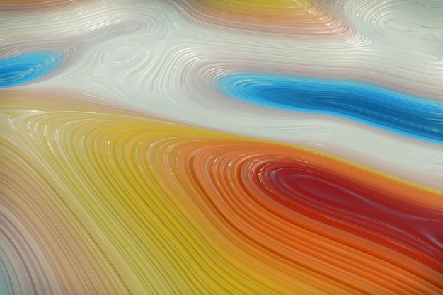 Abstrakte Mehrfarbenkarikatur-Seen und Berge Landschaftshintergrund extreme Nahaufnahme. 3D-Rendering