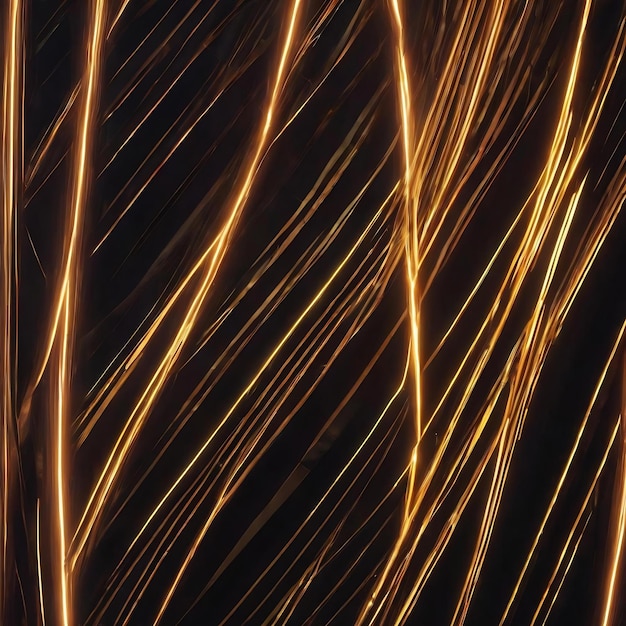 Abstrakte metallische glühende glänzende Linien und Streifen in Lichtstrahlen fliegen auf einem dunklen Hintergrund nach oben
