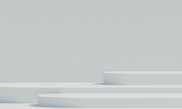Abstrakte minimale Szene mit geometrischen Formen Zylinder-Holzpodestbühne auf weißem Hintergrund für Show-Produkt-Kosmetik-Präsentation Mock-up-3D-Rendering-Illustration