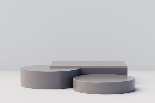 Abstrakte minimale Szene mit geometrischen Stufen Betonpodesten auf weißem Hintergrund Szene zur Präsentation von Kosmetikprodukten Mock-up-Design leerer Raum 3D-Rendering