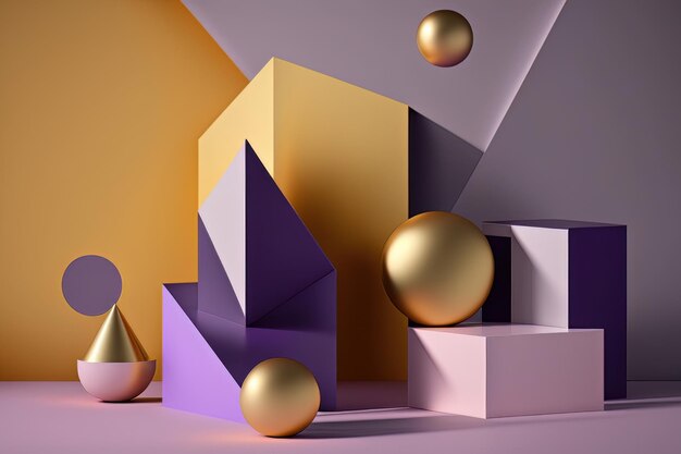 Abstrakte minimalistische Szene mit geometrischen Formen Podium Illustration AI Generative